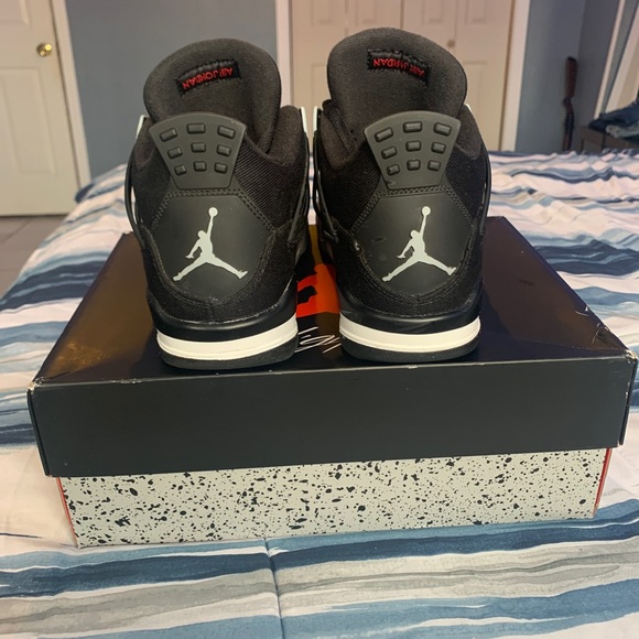 Air Jordan 4 Black Canvas GS SIZE 7 - Picture 4 of 7
